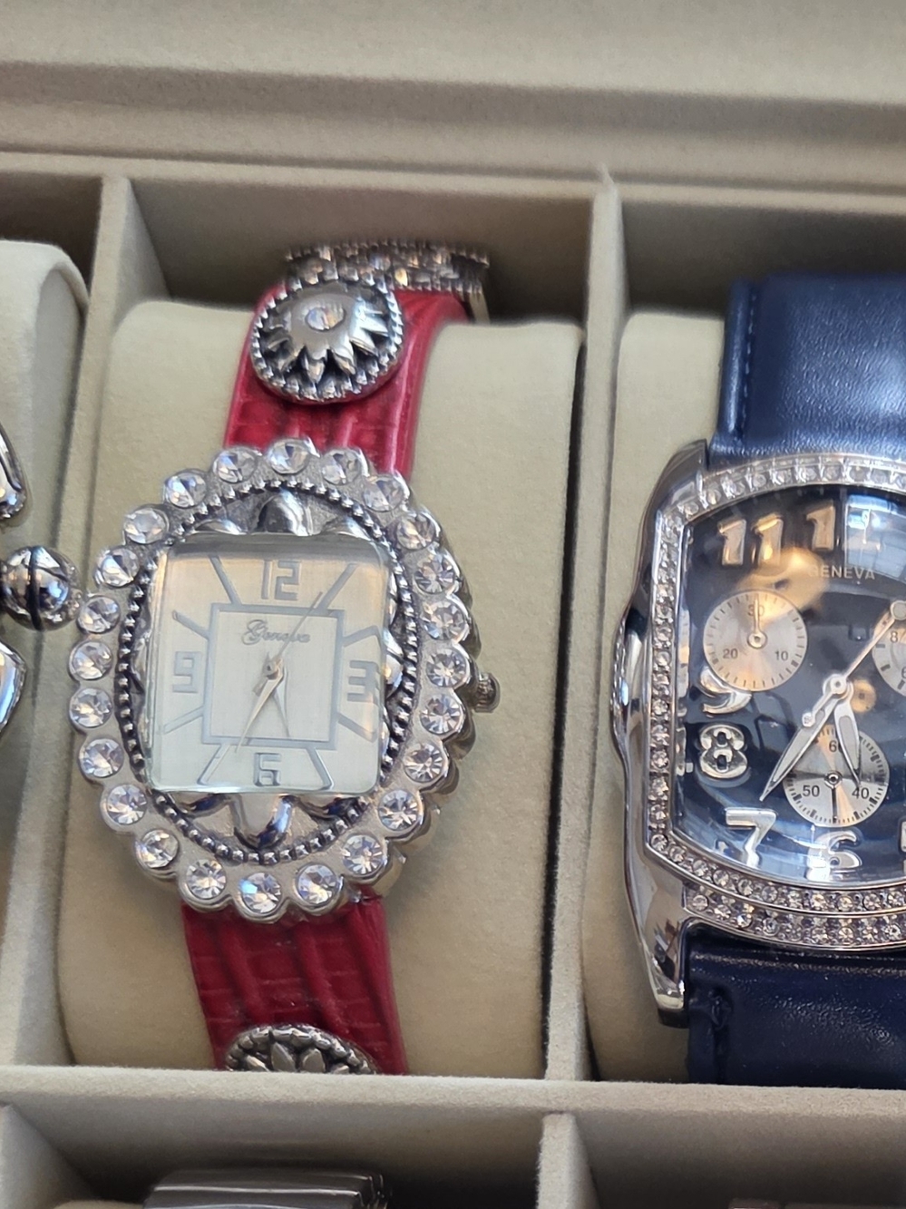 Lot of 4 Geneva Elite Fashion Quartz Watches Crystal & Beaded